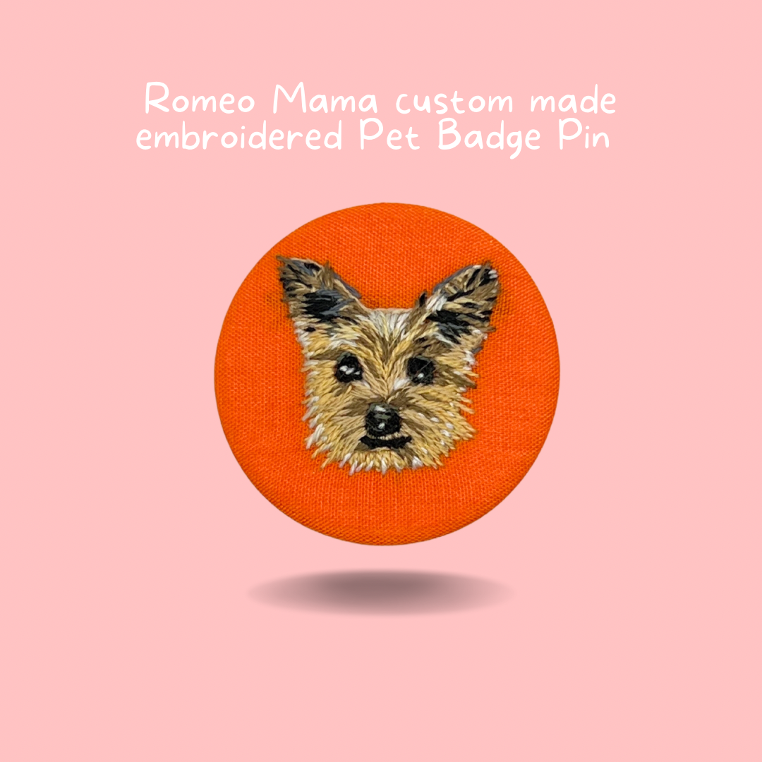 Custom Made Embroidered Pet Badge Pin Optimistic Orange