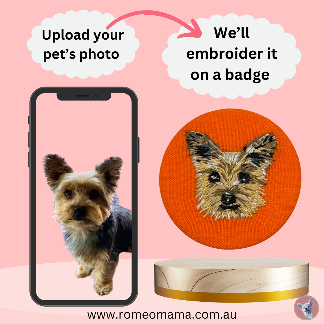 Custom Made Embroidered Pet Badge Pin Optimistic Orange