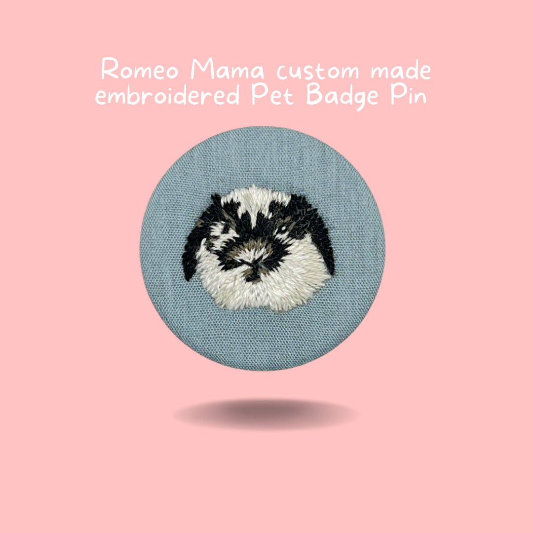 Custom Made Embroidered Pet Badge Pin Graceful Grey