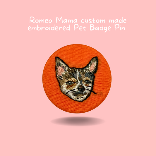 Custom Made Embroidered Pet Badge Pin Optimistic Orange