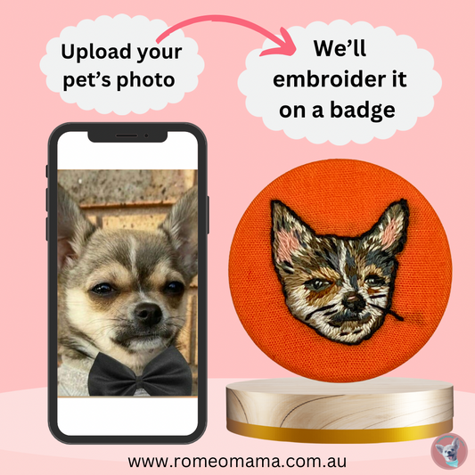 Custom Made Embroidered Pet Badge Pin Optimistic Orange
