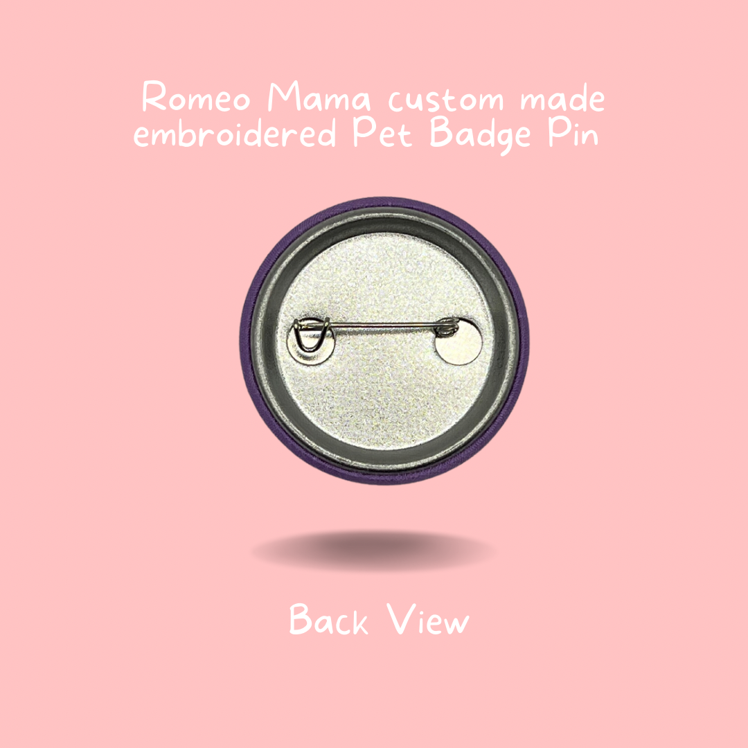 Custom Made Embroidered Pet Badge Pin Lavender Lilac