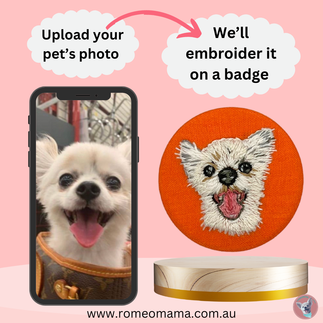 Custom Made Embroidered Pet Badge Pin Optimistic Orange