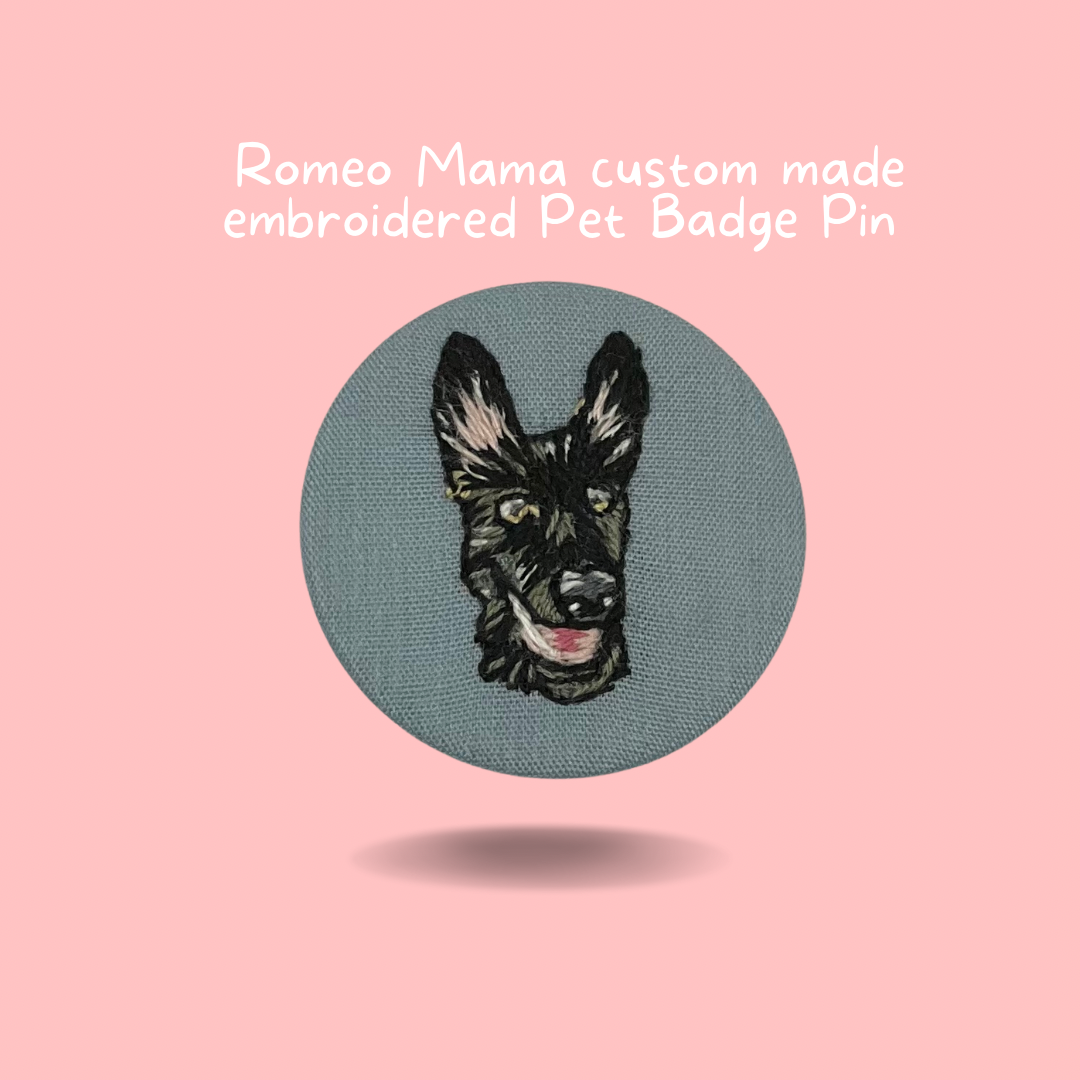 Custom Made Embroidered Pet Badge Pin Graceful Grey