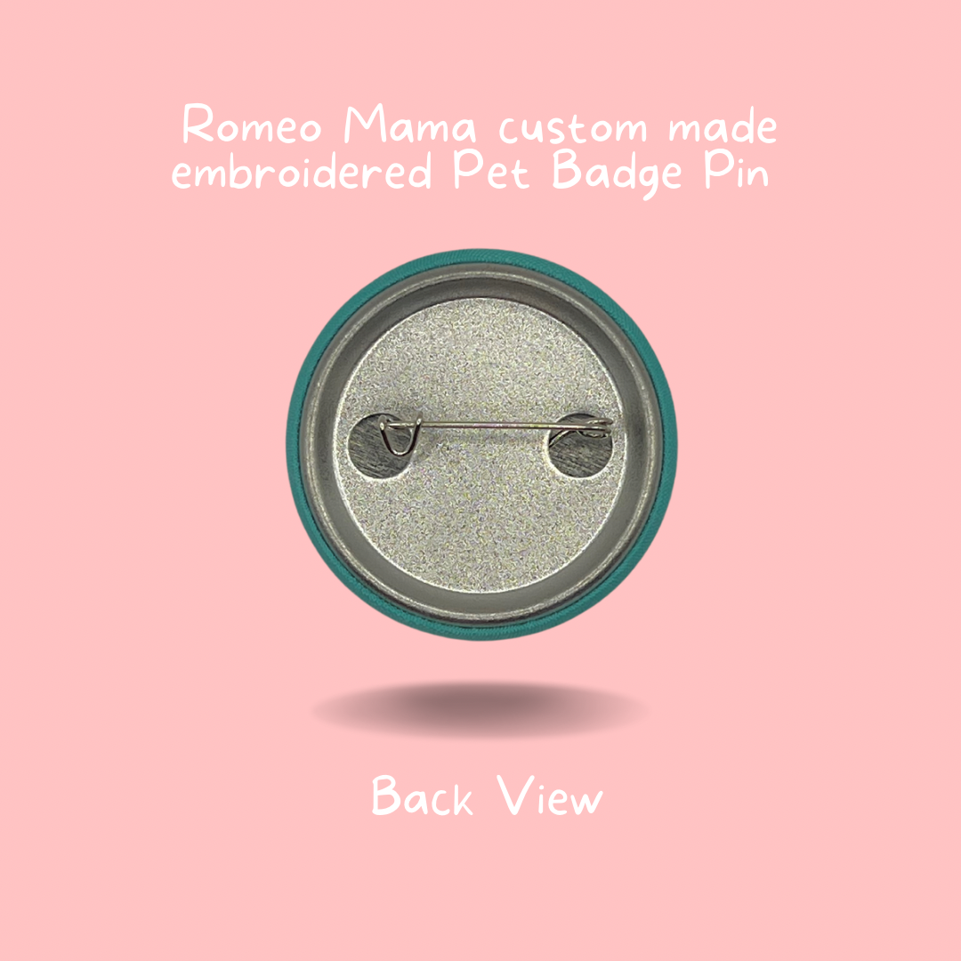 Custom Made Embroidered Pet Badge Pin Timeless Teal