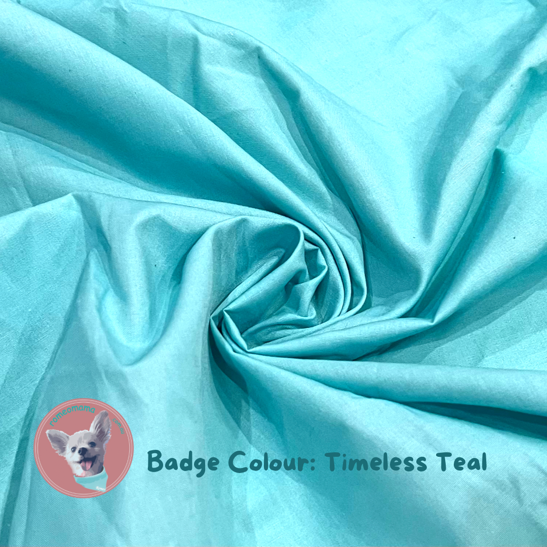 Custom Made Embroidered Pet Badge Pin Timeless Teal