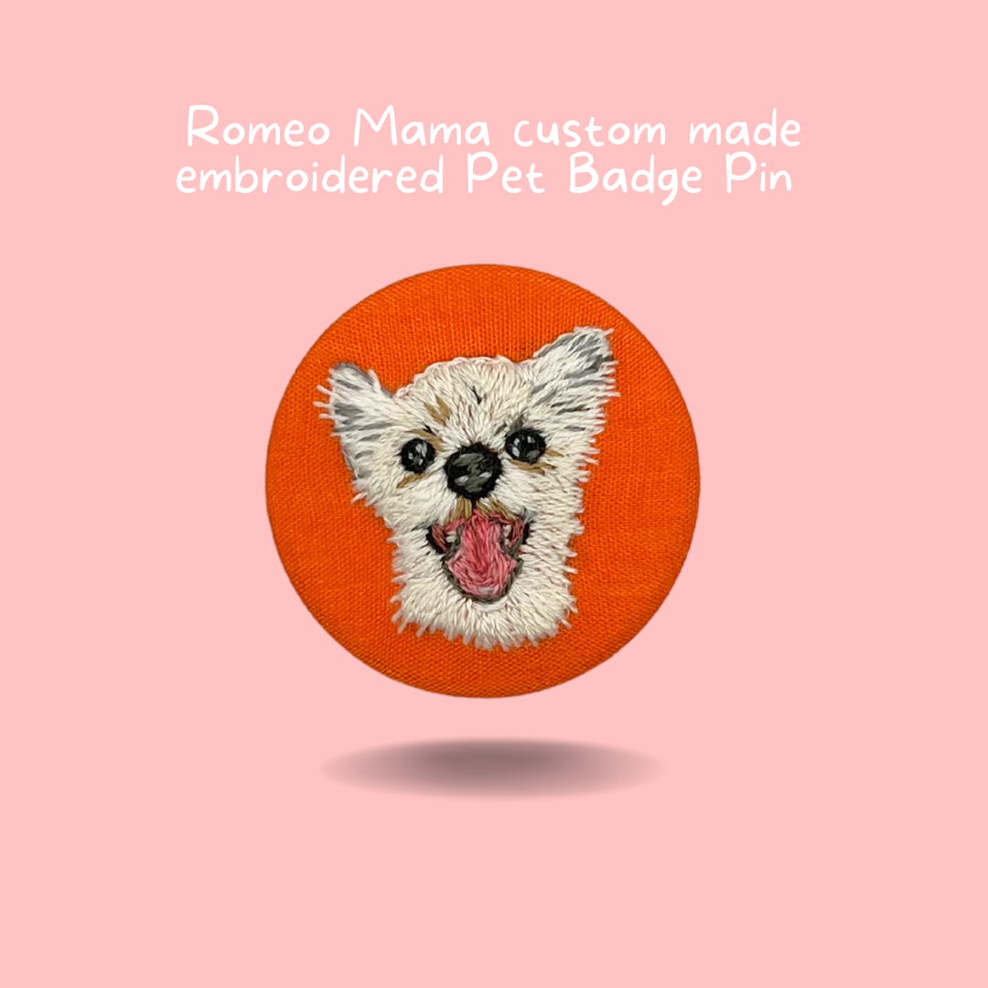 Custom Made Embroidered Pet Badge Pin Optimistic Orange