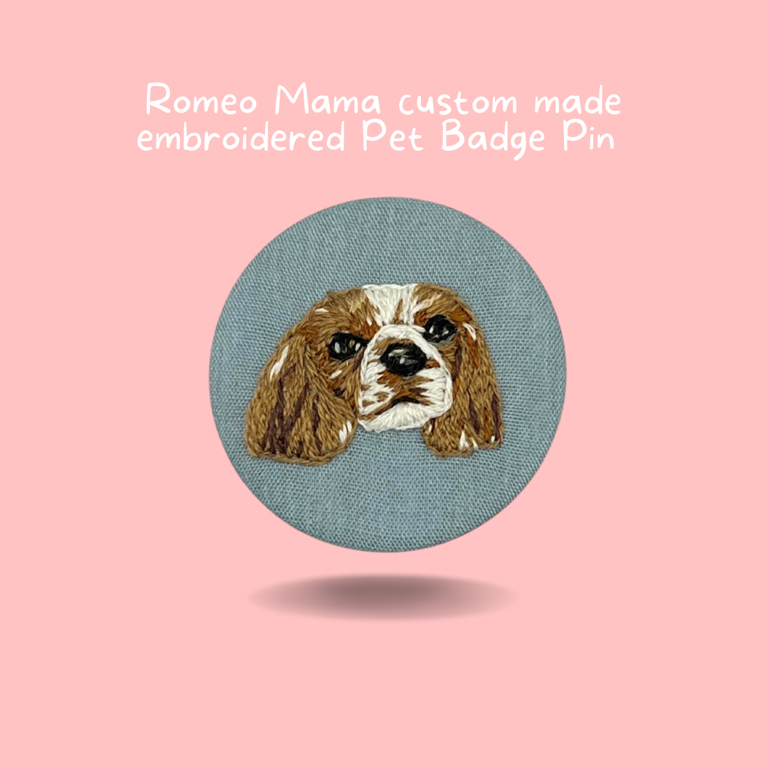 Custom Made Embroidered Pet Badge Pin Graceful Grey