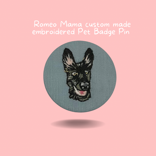 Custom Made Embroidered Pet Badge Pin Graceful Grey